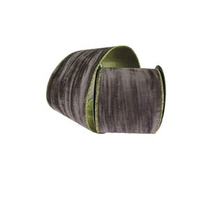 Marble Velvet Taupe Lame Back 4" x 10 yds Wire Edge Ribbon by d.stevens